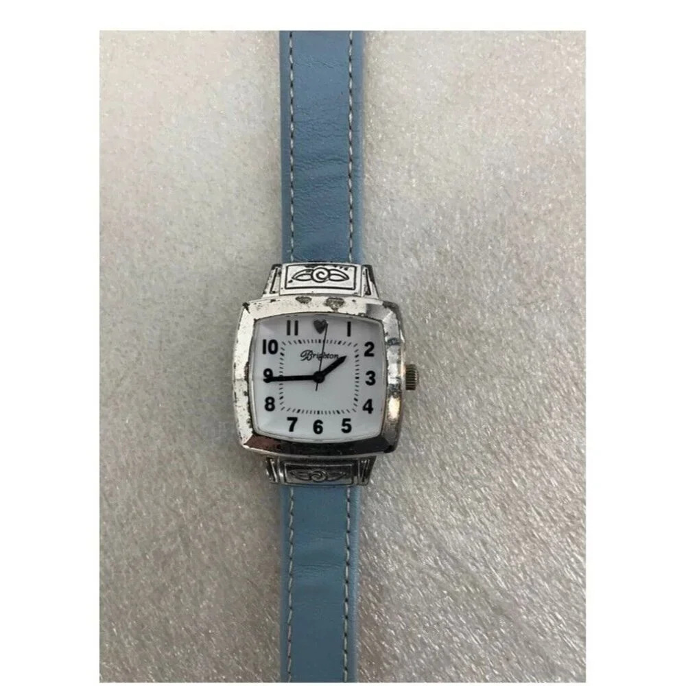 Brighton Women's Orchard Watch Silver with Blue Leather Band Has NEW BATTERY
